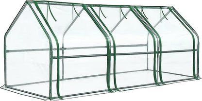 Greengro Mini Greenhouse, 95" x 36" x 36" Portable Greenhouses for Outdoors with Roll-up Zipper Door, Ground Stakes & 20 T-Shaped Plant Tags, Waterproof UV-Resistant Green House for Indoor Outside