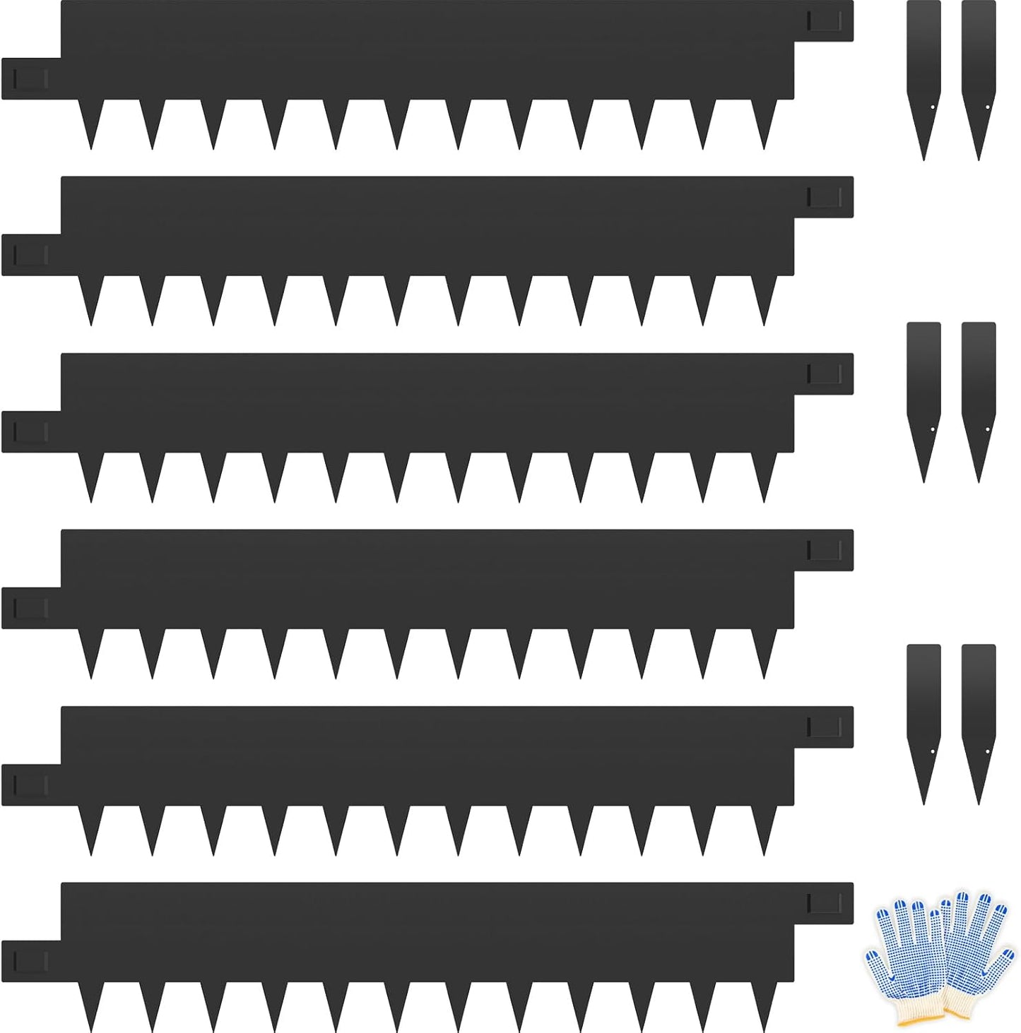 6-Pack 8 inch Black Metal Landscape Edging, Metal Garden Edging Border with 6 Clips,40 Inch Steel Landscape Edging for Yard, Garden, Lawn
