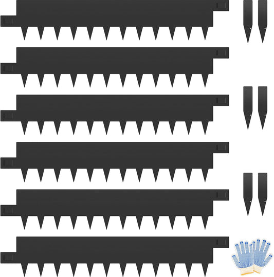 6-Pack 8 inch Black Metal Landscape Edging, Metal Garden Edging Border with 6 Clips,40 Inch Steel