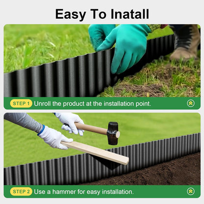 Metal Landscape Edging 6" x 50' Flexible Garden Border, Black