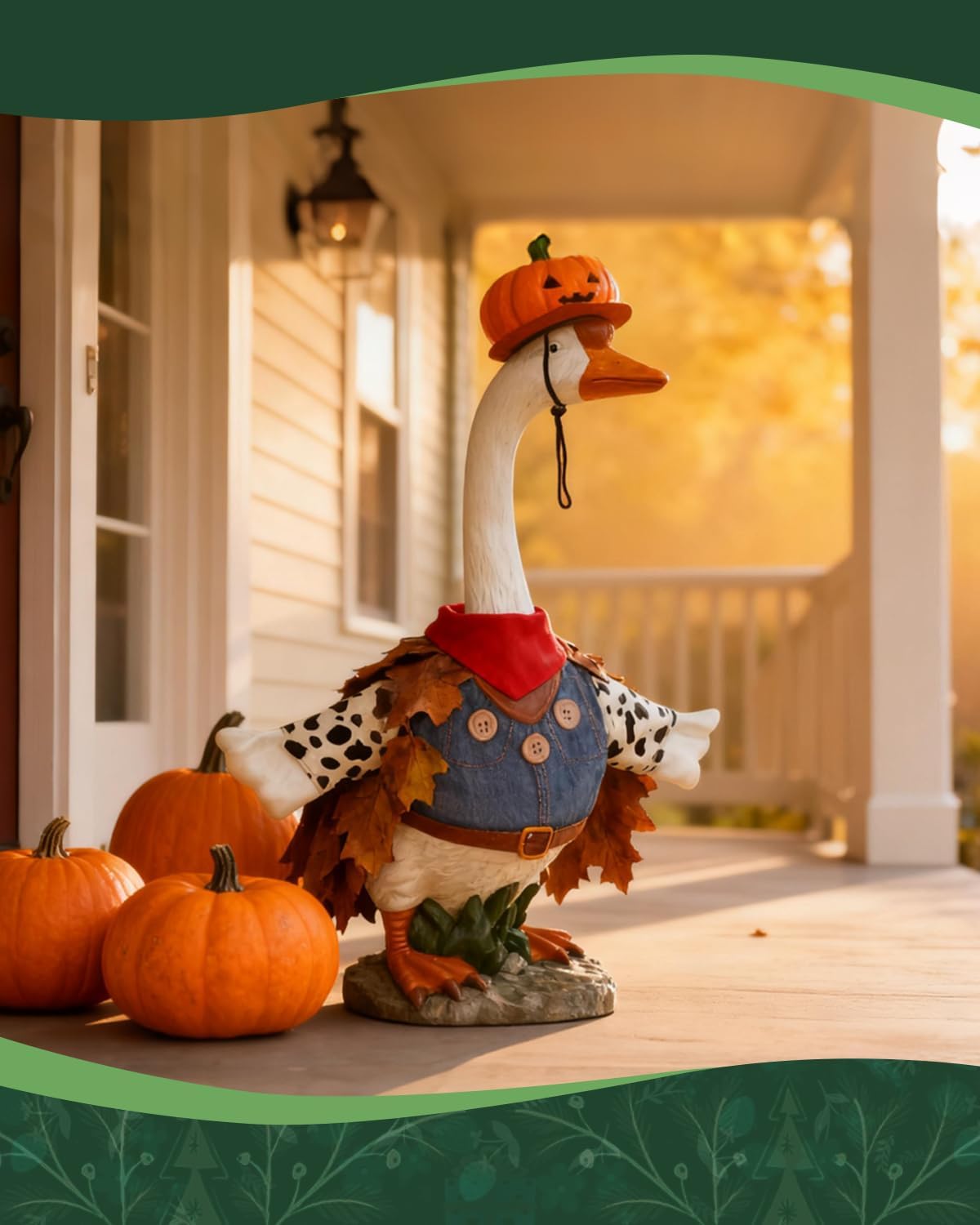 Cowboy Goose Outfit for 23" Lawn Goose Statue – Denim Costume Set for Porch, Garden & Seasonal Decor