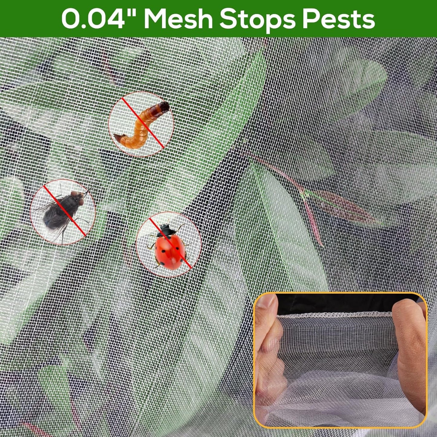 2 Pack Fruit Tree Netting Covers with Zipper & Drawstring – Ultra Fine Mesh Plant Protection Bags for Birds, Deer, Bugs & Garden Pests, 4 x 5 FT