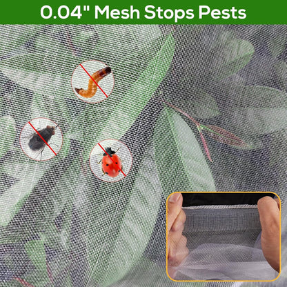 2 Pack Fruit Tree Netting Covers with Zipper & Drawstring – Ultra Fine Mesh Plant Protection Bags for Birds, Deer, Bugs & Garden Pests, 4 x 5 FT