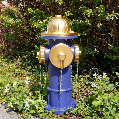 Dog Fire Hydrant Pee Post Puppy Pee Training Post Garden Statue, Blue & Gold Fire Hydrant Outdoor Figurines Decor for Yard Garden Lawn Patio (Large)