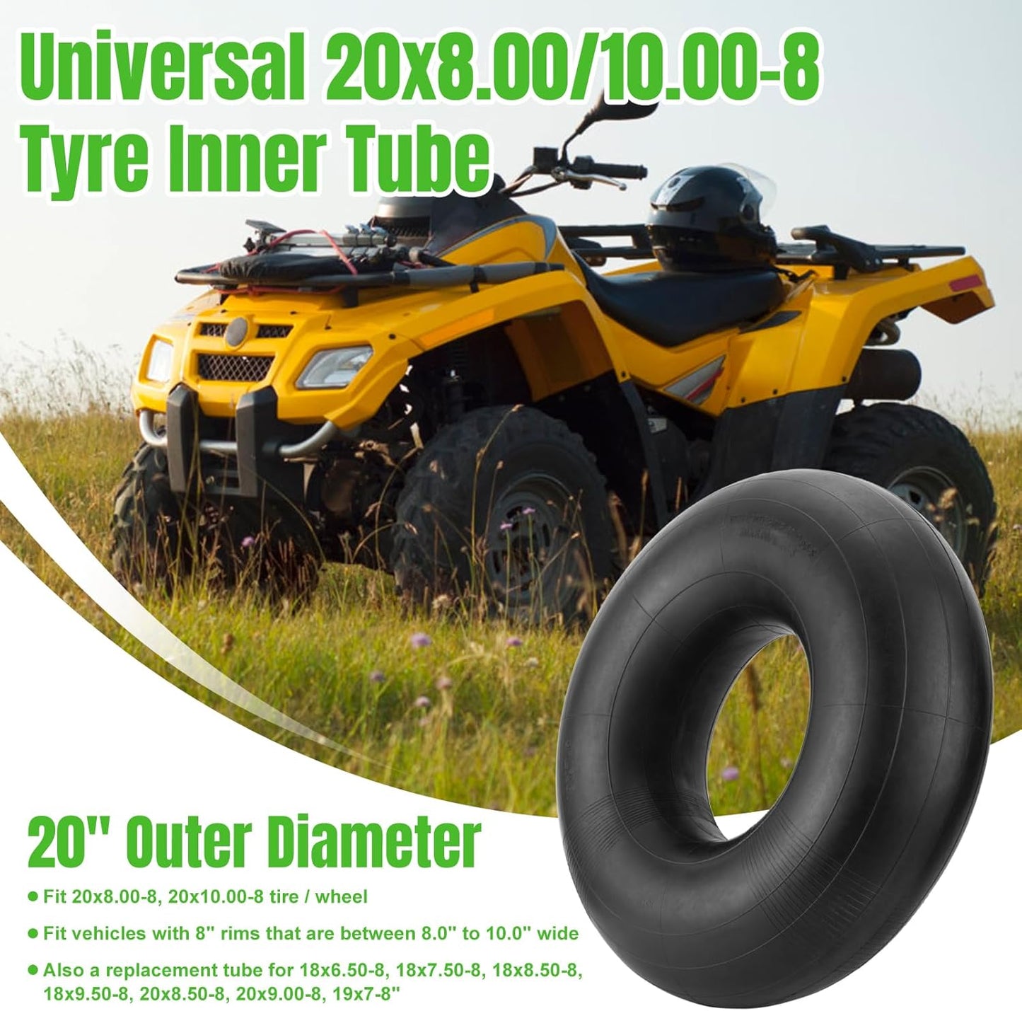 20x8.00-8" 20x10.00-8" Inner Tubes, 2 Pack Heavy Duty Replacement Tire Inner Tubes 20x8-8, 20x10-8 with Straight Valve Stem for Lawn Mowers, Tractors, Hand Trucks, Wheelbarrows, Trolleys, Wagons
