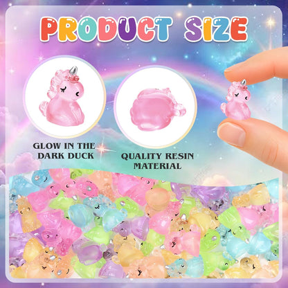 120Pcs Luminous Mini Resin Unicorn Figurines Glow in The Dark Tiny Unicorn to Hide Bulk Plastic Animals for Micro Landscape Fairy Garden Aquarium Dollhouse Birthday Party DIY Crafts Decor