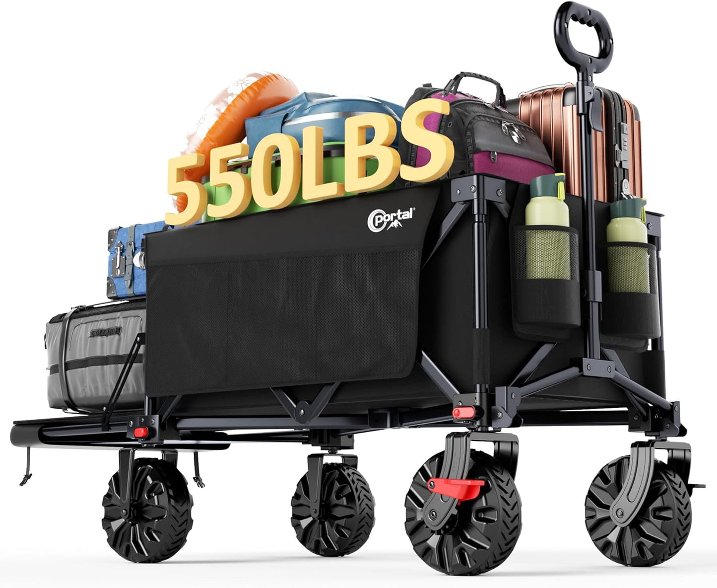 Portal 300L Large Wagons Carts Foldable with Tailgate, 550LB Heavy-Duty Collapsible Beach Wagon with All-Terrain Wheels, Oversized Folding Wagon for Camping, Sports, and Pets