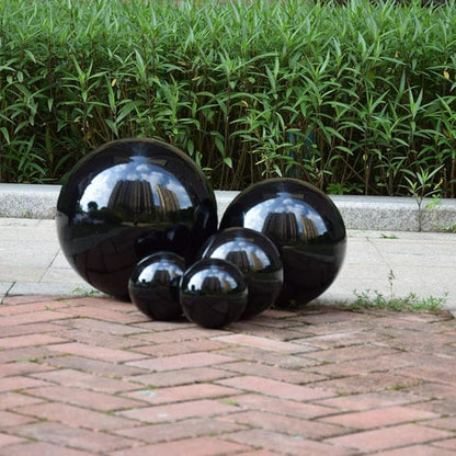 14 inch Diameter Black Gazing Ball,Black Stainless Steel Polished Reflective Smooth Garden Sphere Globe Mirror,Colorful and Shiny Addition to Any Garden or Home