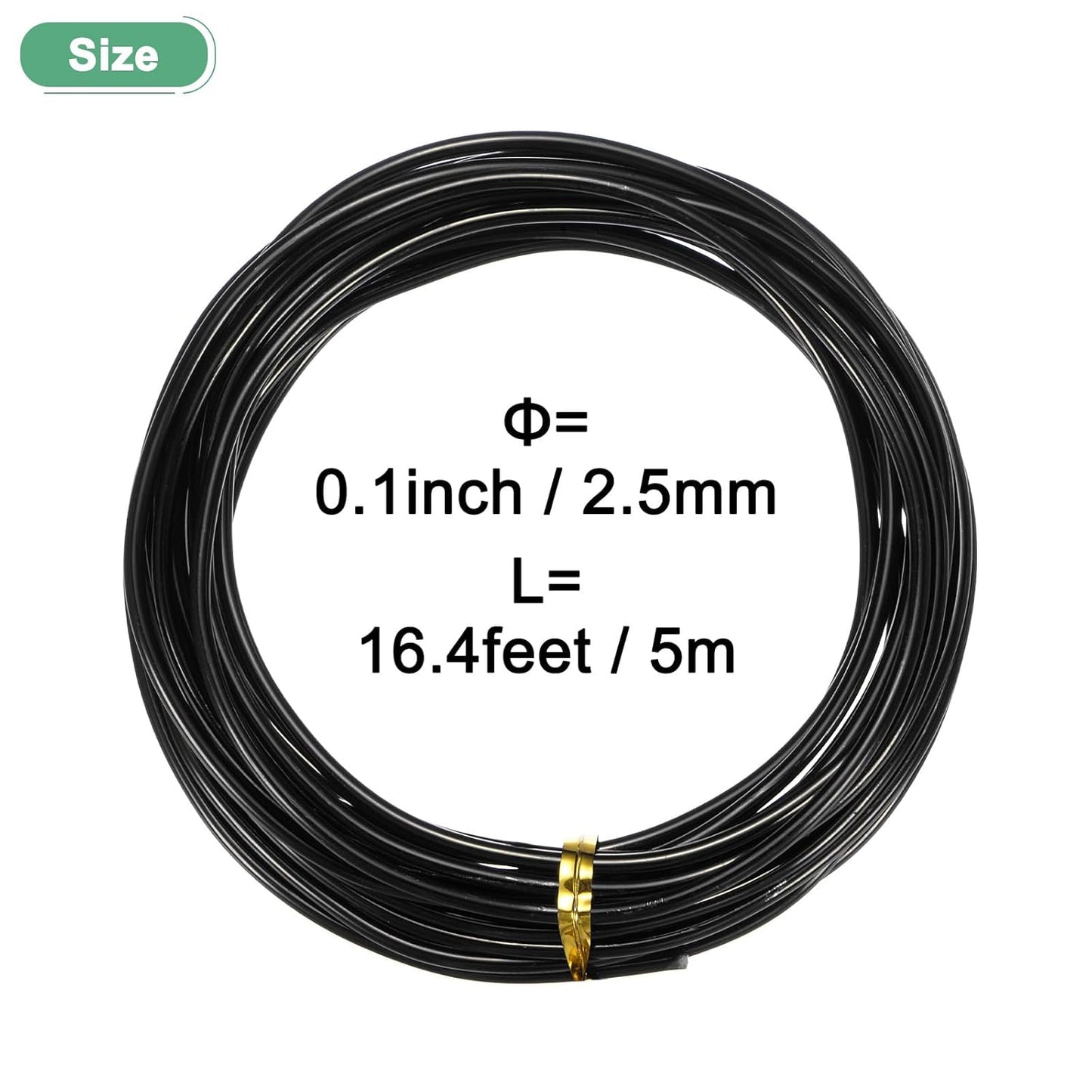 2.5mm Bonsai Training Wire, 16.4 Feet Total Anodized Aluminum Bonsai Wires for Bonsai Tree Shaping/Branches Fixing/Trunk Holding/DIY Crafting [Black]