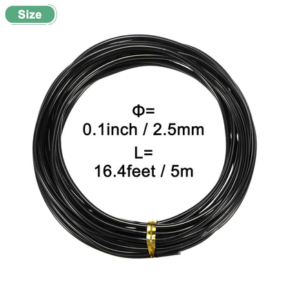 2.5mm Bonsai Training Wire, 16.4 Feet Total Anodized Aluminum Bonsai Wires for Bonsai Tree Shaping/Branches Fixing/Trunk Holding/DIY Crafting [Black]