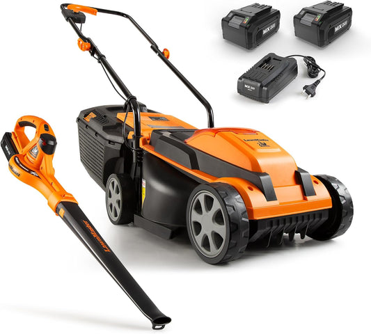 LawnMaster 24VMWBL 24V Max 13-inch Cordless Lawn Mower and Cordless Leaf Blower Combo with 2x4.0Ah
