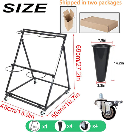 Flower Display Stand, Mobile Plant Cart shelve with Wheels, with Plastic Buckets, Easy to Install, Stepped Plant Stand, Suitable for Indoor and Outdoor Balcony Courtyard Garden Art Exhibitions ( Color