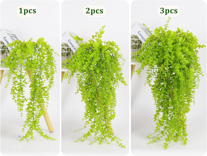Fake Hanging Plants Faux Vine Leaves Artificial Green Eucalyptus Plants Fake Hanging Eucalyptus Leaf Plant Decorate Indoors Outdoors Decor of Living Room Kitchen Yard Garden Bedroom Wall(Light Green)