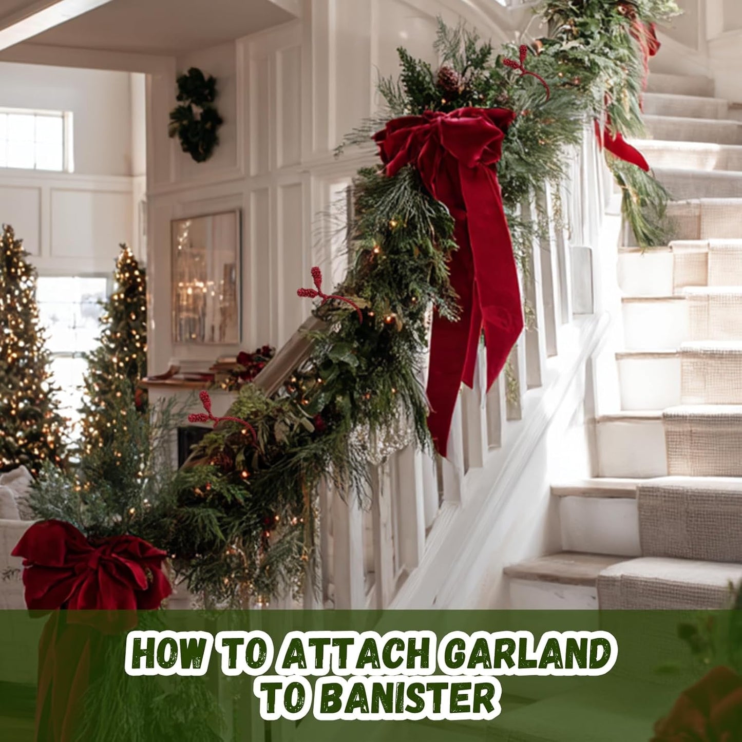 Shappy 24 Pieces Christmas Garland Banister Ties Christmas Decorative Reusable and Flexible Twist Ties for Garland, Banister Home Decoration (Burgundy)