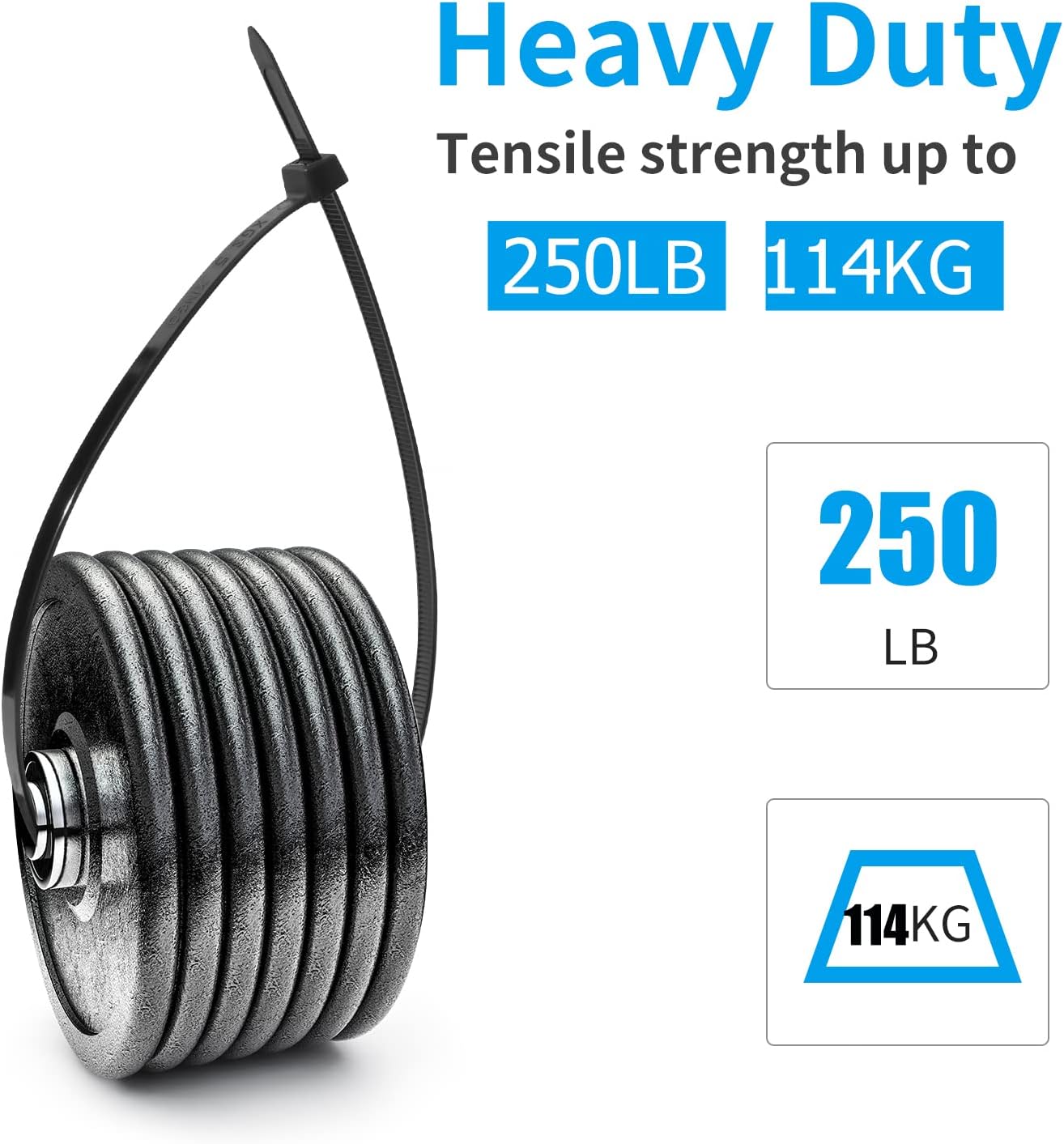 XINGO 26 inch White Zip Ties Heavy Duty 40 PCS, 250 LBS Ultra Strong Plastic Wire Ties, Large Cable Ties Extra Long Tie Wraps, Indoor and Outdoor UV Resistant