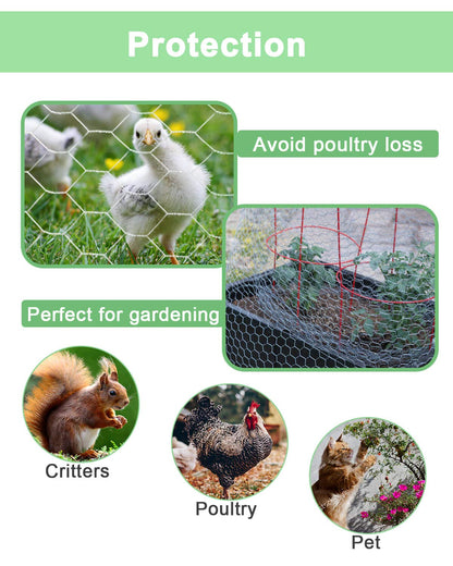 Garden Poultry Chicken Wire Netting - 48 '' × 50 ' Garden Fence Animal Barrier, Chicken Wire for Crafts, 1 inch Mesh Poultry Netting Fence, Pet/Rabbit/Chicken Wire Fencing