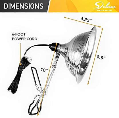 Simple Deluxe Clamp Lamp Light 8.5 Inch Adjustable Aluminum Reflector, Suit for E26 Socket Max 150 Watt Lamp (No Bulb Included), 6 Feet 18/2 SPT-2 Cord, Upgrade Tight Grip, 1 Pack