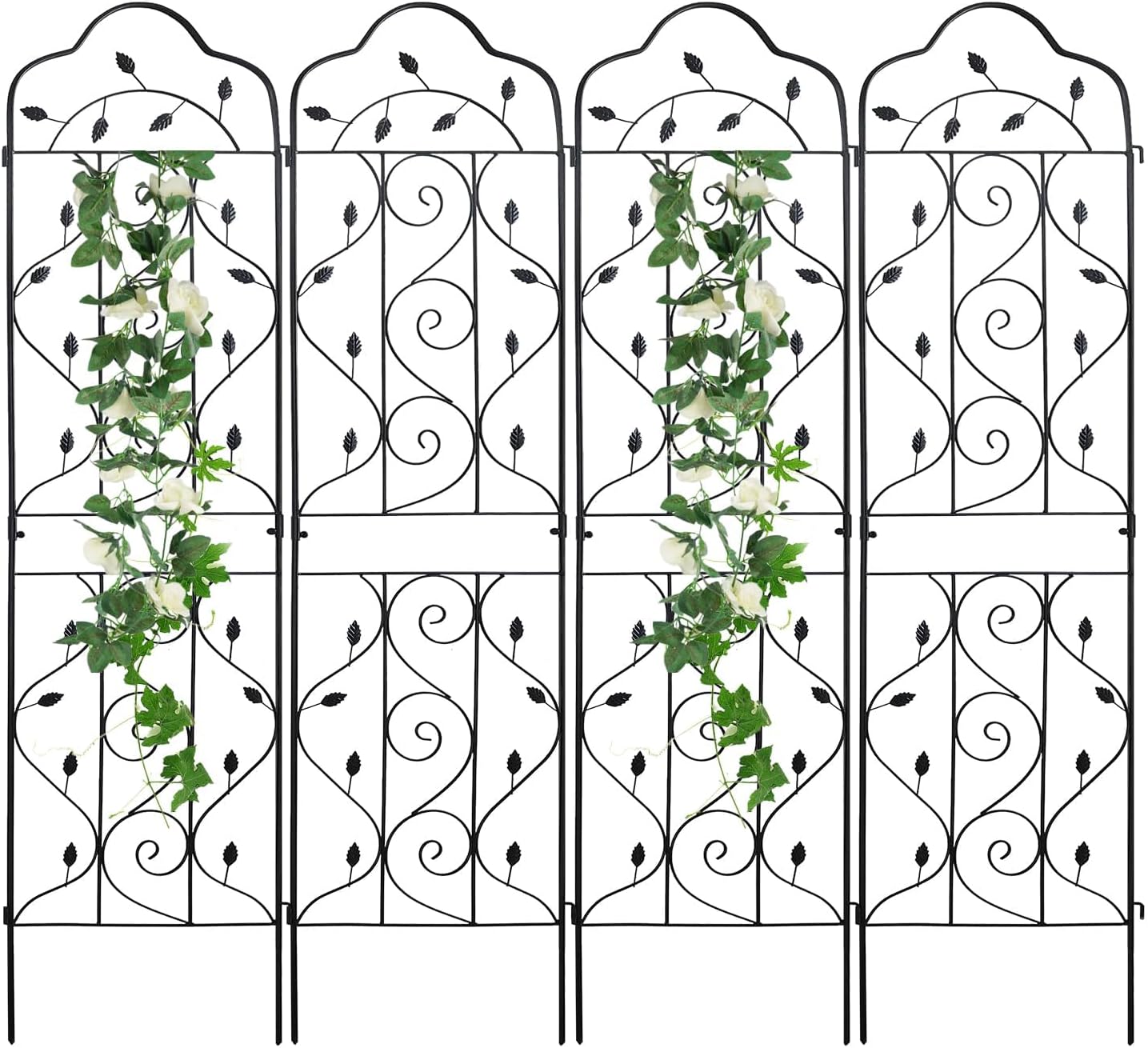 hogardeck 4 Packs 72 * 18 inch Metal Garden Trellis for Climbing Plants Outdoor,Heavy Duty,Black Coating Rustproof Trellis for Rose, Vegetable, Flowers, Expandable,Perfect for Training Climbing Plants