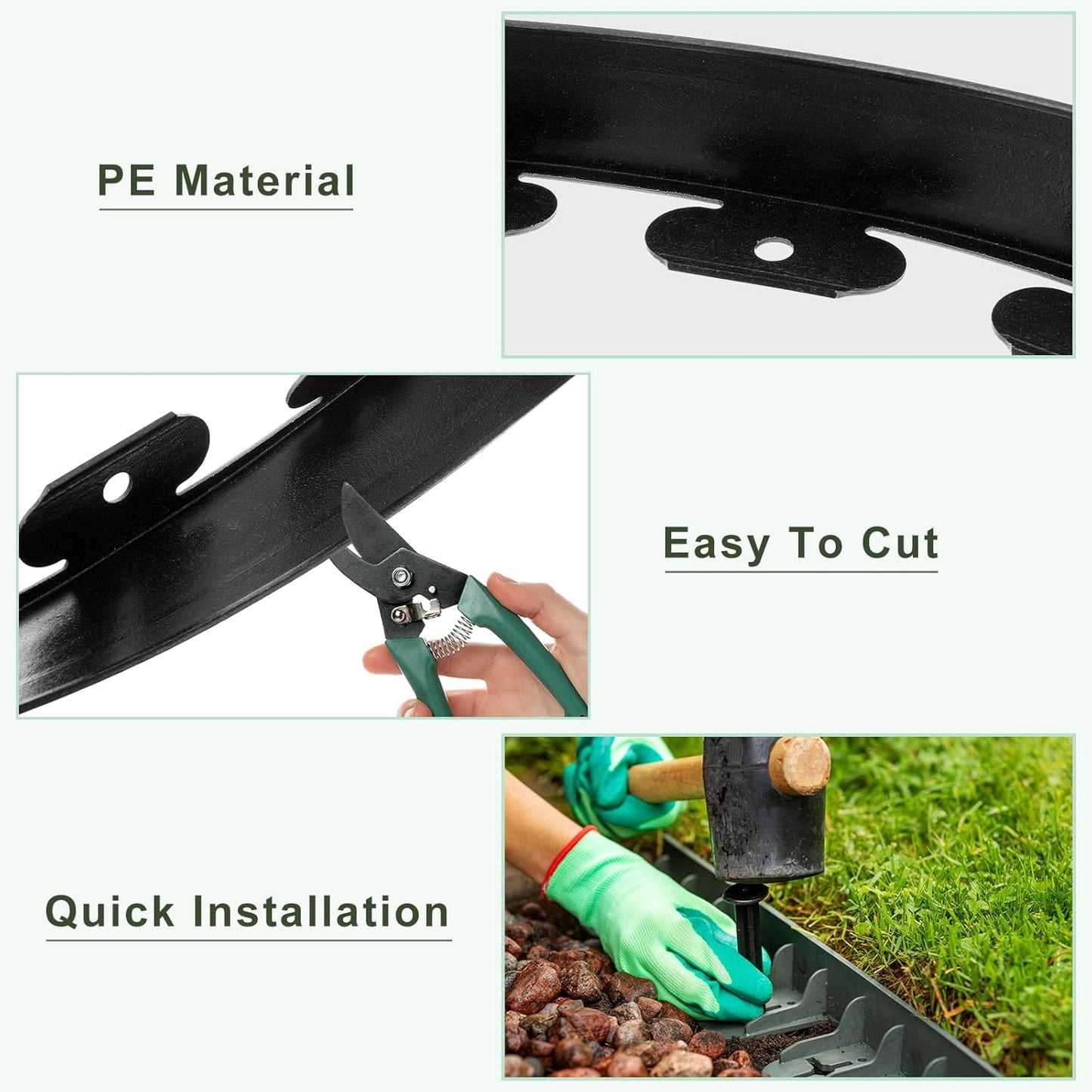 uxcell Landscape Edging, 1Pcs 66FT x 3.94" - No Dig Garden Edging Kit with 60 Stakes, Landscape Edging Border for Garden Lawn Flower Bed Yard Grass (Black)