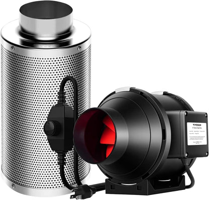 VIVOSUN Ventilation Kit 4 Inch 190 CFM Inline Duct Fan with 4"x 12" Carbon Filter Odor Control System with Australia Virgin Charcoal for Grow Tent Ventilation
