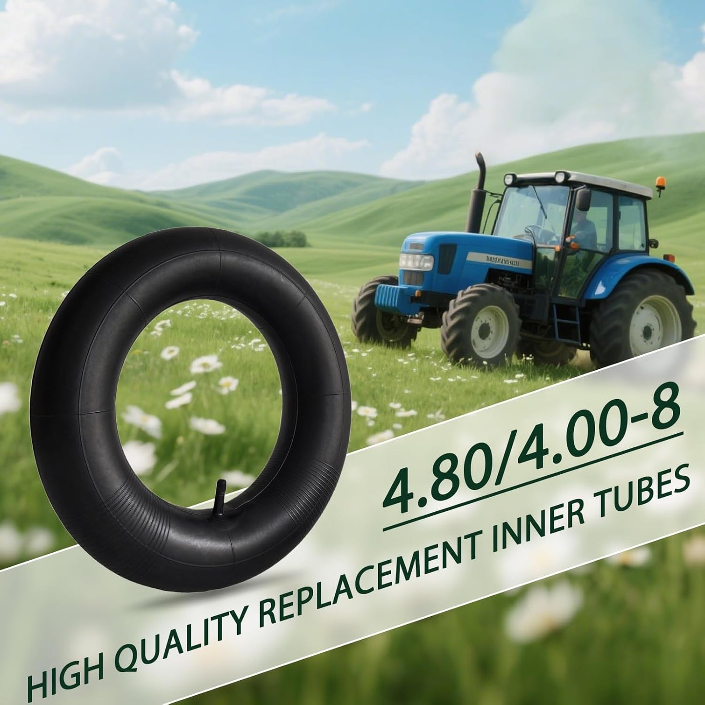 4.80/4.00-8" Inner Tubes 480/400-8 Tire Tube 4.80-8 4.00-8 Replacement Tube for Wheelbarrows, Mowers, Hand Trucks, Dollies, Straight Valve Stem (2-Pack)