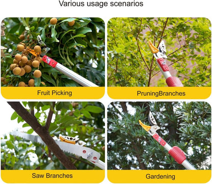 Tree Pruner with Telescoping Pole, 3.9-7.2 ft Extendable Reach, Branch Trimmer (Silver, 3.9~7.2 Ft)