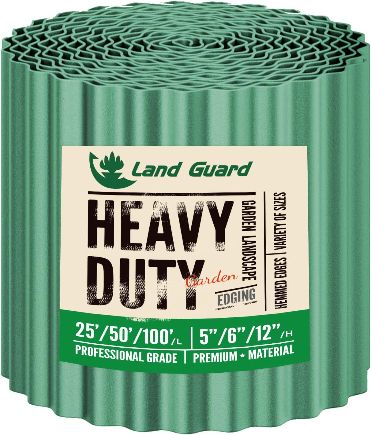 Land Guard Corrugated Metal Garden Edging, 6"×25Ft Steel Landscape Edging, Corrugated Metal Yard Edging Borders, Steel Edging for Landscaping, Garden Fence, Lawn, Flower Bed (Olive-Green)