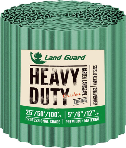 Land Guard Corrugated Metal Garden Edging, 12"×50Ft Steel Landscape Edging, Corrugated Metal Yard Edging Borders, Steel Edging for Landscaping, Garden Fence, Lawn, Flower Bed (Olive-Green)