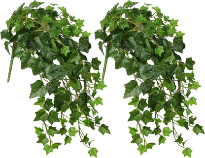 Hollyone 2pcs Artificial Hanging Plants 24" Fake Ivy Vine Faux Ivy Leaves Hanging Plant Greenery for Wall House Room Patio Indoor Outdoor Home Shelf Office Wedding Decor