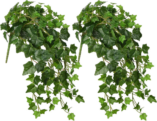Hollyone 2pcs Artificial Hanging Plants 24" Fake Ivy Vine Faux Ivy Leaves Hanging Plant Greenery