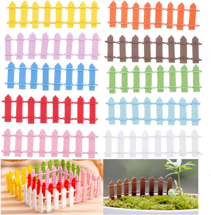 Miniature Fairy Garden Fence,Fairy Garden Accessories Outdoor Wood Picket Fence,10 PCS DIY Flowerpot Decoration, Miniature Garden Decoration