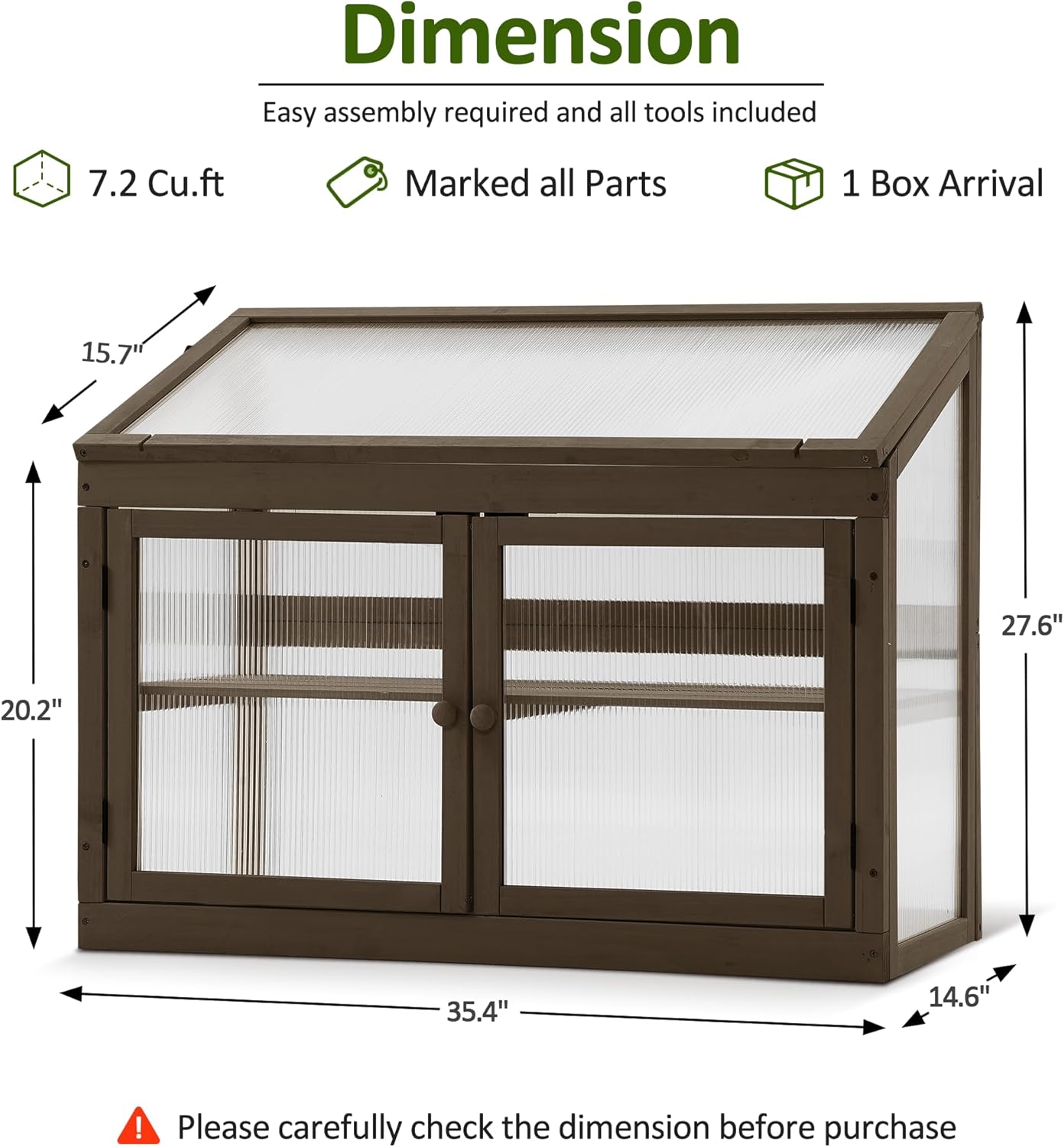 MCombo 2-Tier Wooden Cold Frame Garden Greenhouse Raised Flower Planter Shelf Bed Protection 6057-0160 (Brown)