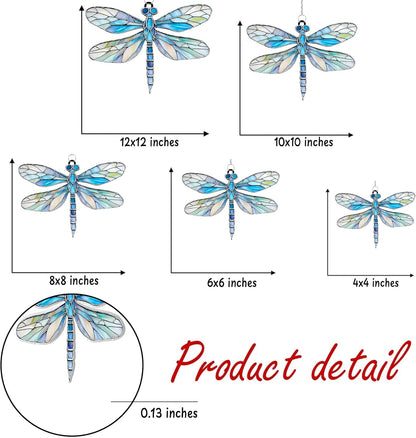 Dragonfly Acrylic Suncatcher Stained Glass Effect Boho Window Car Hanging Christmas Ornament Indoor Outdoor Decor Garden Sun Catcher Panel for Dragonfly Lover for Women Mom Grandma