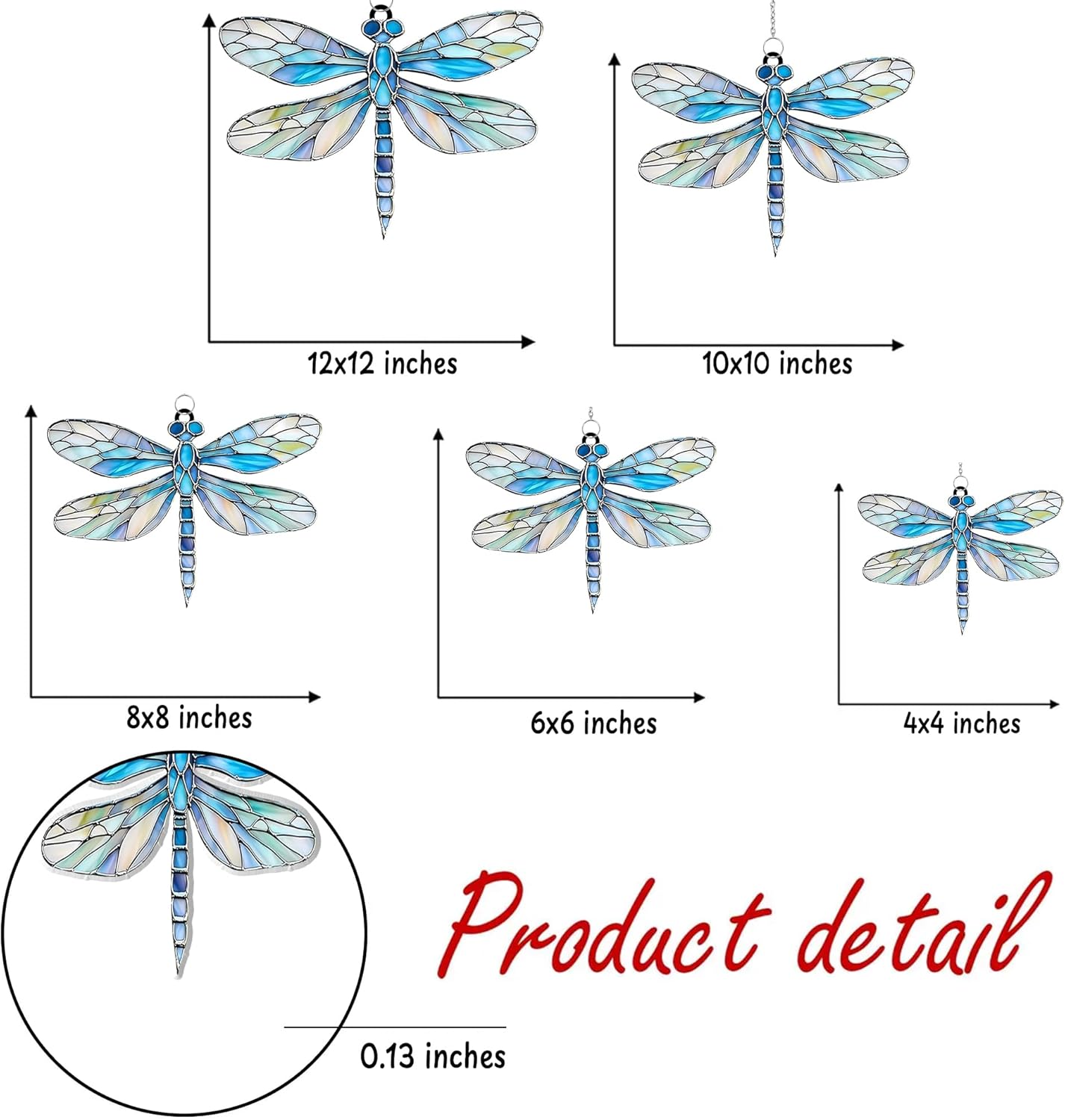 Dragonfly Acrylic Suncatcher Stained Glass Effect Boho Window Car Hanging Christmas Ornament Indoor Outdoor Decor Garden Sun Catcher Panel for Dragonfly Lover for Women Mom Grandma