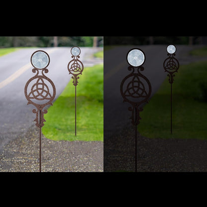 Touch of Class Pathways Reflective Driveway Marker Stake Set of Two for Outdoor Use | Celtic Knot Emblem Design | Personalized Tall Reflector Set of 2 | Weathered Bronze Durable Finish