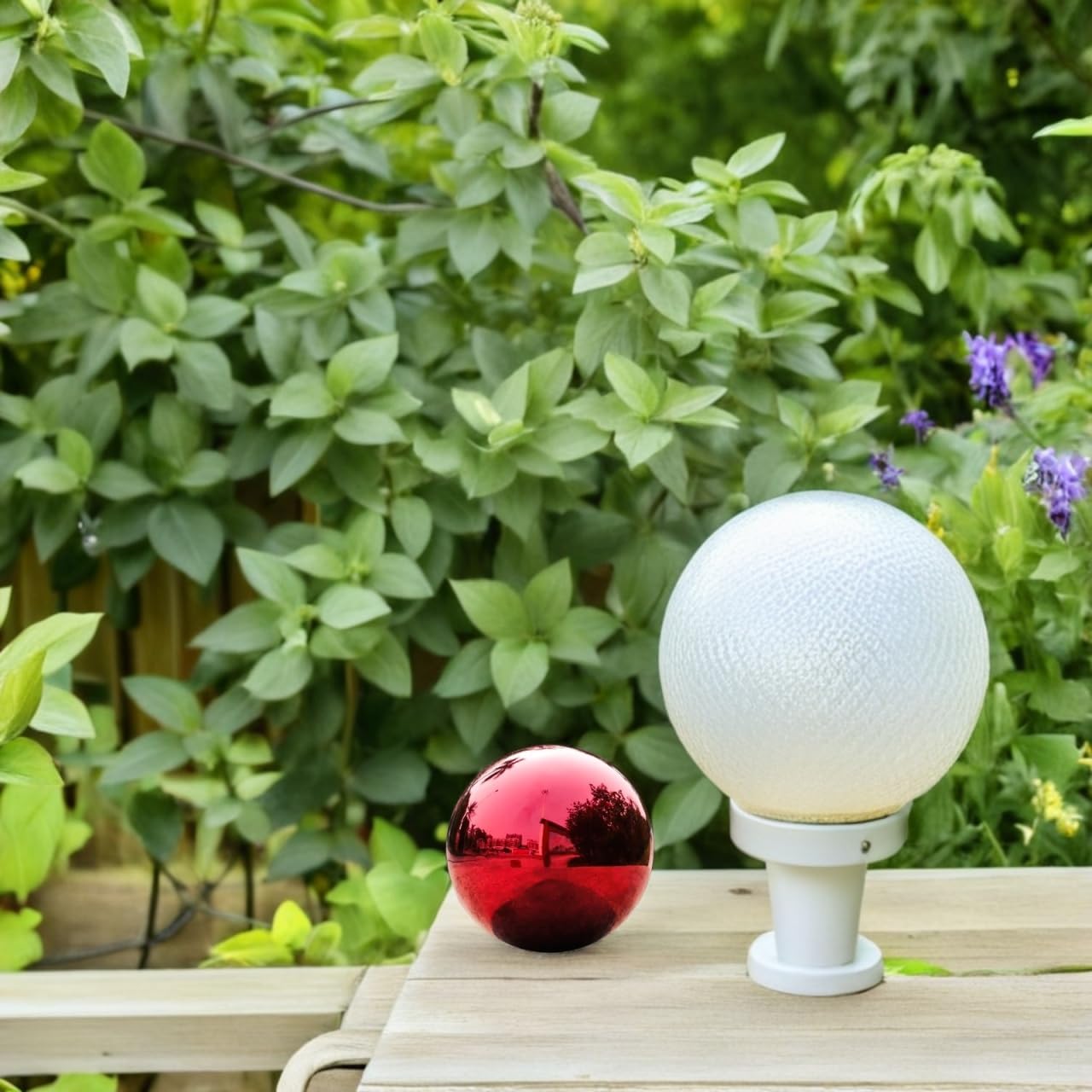 Toyvian Stainless Steel Mirror Reflective Ball: 5.3 Inch Polished Red Gazing Sphere Outdoor Garden Decoration Reflective Ornament