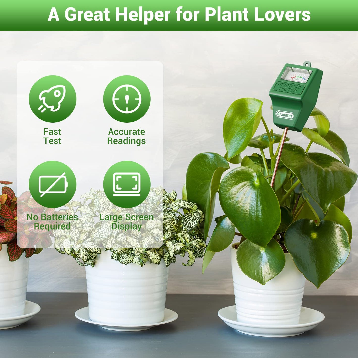 Dr.meter Soil Moisture Meter for Plants, Plant Water Gauge Test Kit