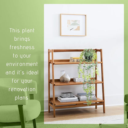 Fake Hanging Eucalyptus Plants Artificial Faux Plants Indoor Small Hanging Greenery Decor for Shelf with Black Pot Soft Green for Living Room, Kitchen, Balcony, Garden, Bedroom