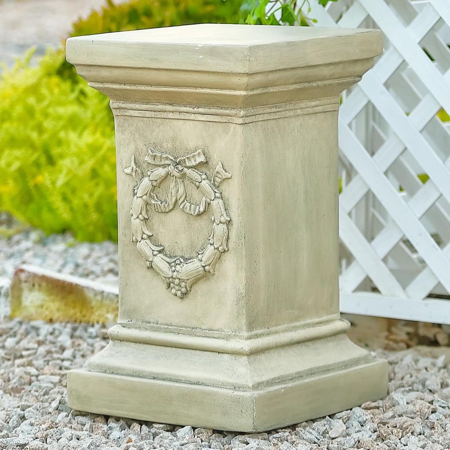 19.57" Tall Garden Pedestal Stand for Statues, Heavy Duty Magnesium Oxide Plant Stand, Weatherproof Outdoor Pedestal for Sculptures, Flower Pots, Decor – Sturdiness Plinth Base Statue Riser
