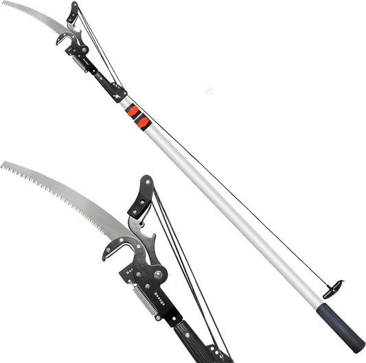 5-13FT Tree Trimmer Telescopic, Pole Saw & Pruner for Trimming, Pruning Saw Extendable, Long Handle Clippers Branch Cutter, Loppers, Fruit Picker
