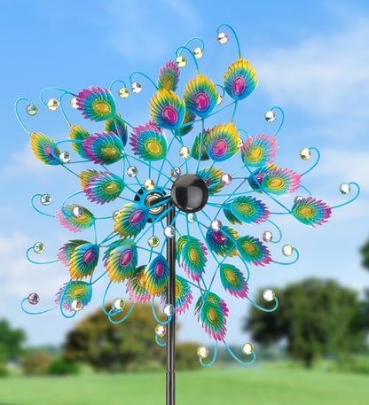 Regal Art & Gift Peacock Wind Spinner – Metal Yard Decorations Outdoor | Kinetic Garden Spinner for Lawn, Pathway, or Flower Bed | Weather-Resistant Outdoor Sculpture - 32 Inch