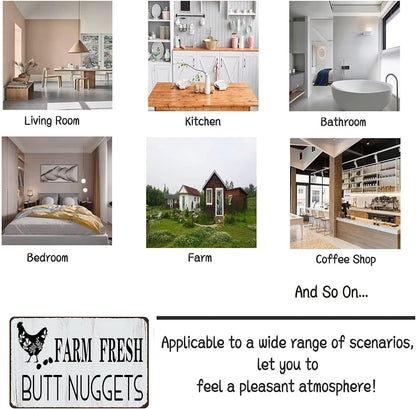Funny Chicken Gifts Chicken Farm Fresh Butt Nuggets Tin Sign for Home Farm Chicken Coop Farmhouse Kicthen Garden Decor 8 X 12 Inch (3189)