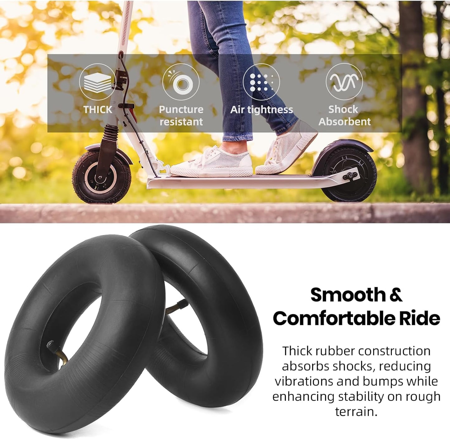 AR-PRO 2-Pack Heavy Duty 3.00-4 Inner Tube with TR87 Bent Valve Stem for ATV Wheelbarrows Tractors Mowers Hand Trucks E300 E325 Razor Scooter and More