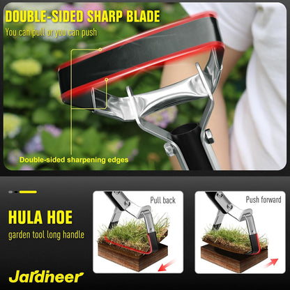 Jardineer Hula Hoe with Long Handle,Hoe Garden Tool, for Weeding, Stirrup Hoe for Flower Beds,Yards(64 inches)