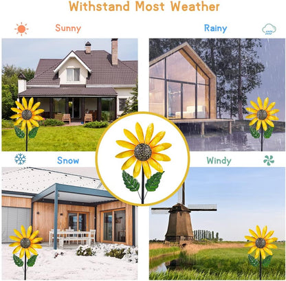 Viveta Sunflower Wind Spinner, 56" Metal Wind Spinner with Stake, Wind Spinners for Yard and Garden Lawn Patio Decor