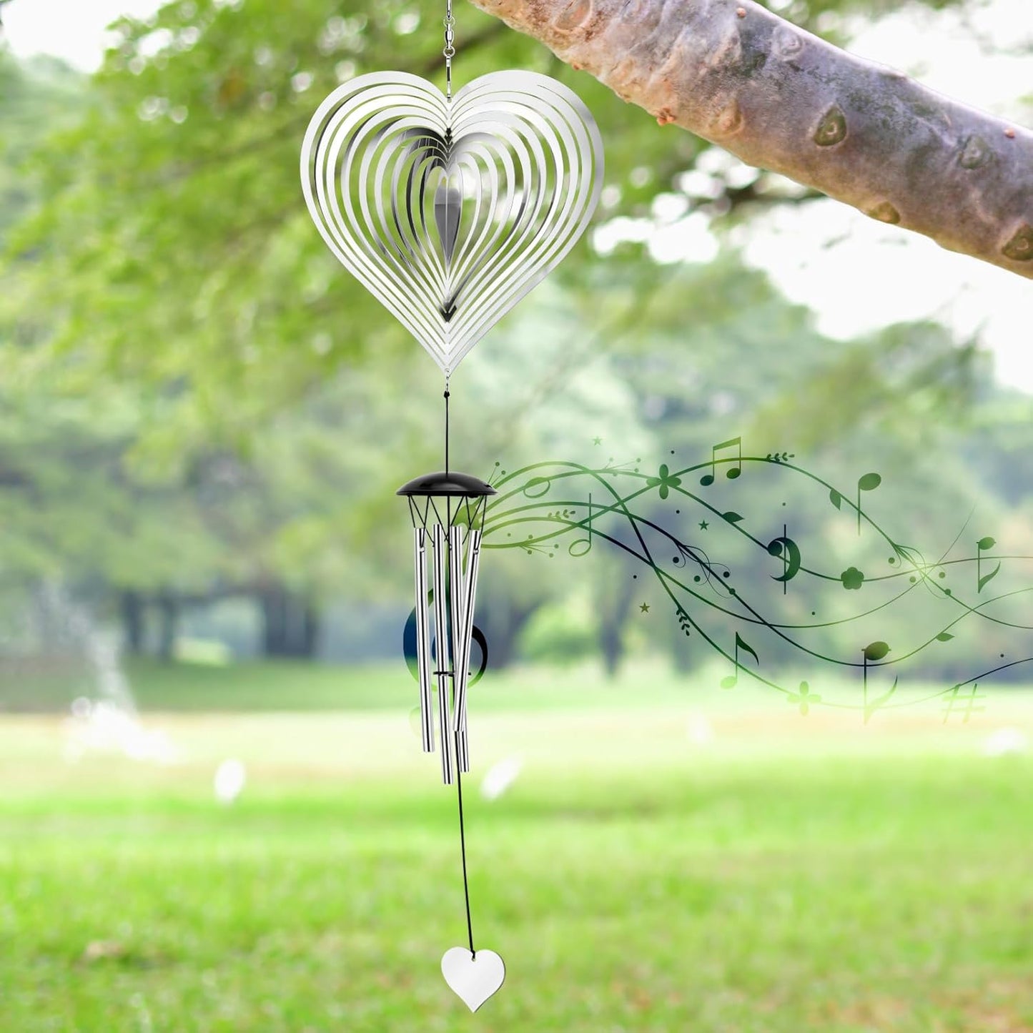 Wind Chimes with Heart Wind Spinner, Outdoor Garden Decor Wind Spinner for Women, Mom, Retirement, Teacher, Parents Birthday, Memorial, Garden Porch Patio Home Decor