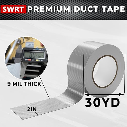 SWRT 24-Pack 9 Mil Silver Heavy Duty Duct Tape Strong Adhesive, 2 Inch x 720 Yd Duct Heavy Duty