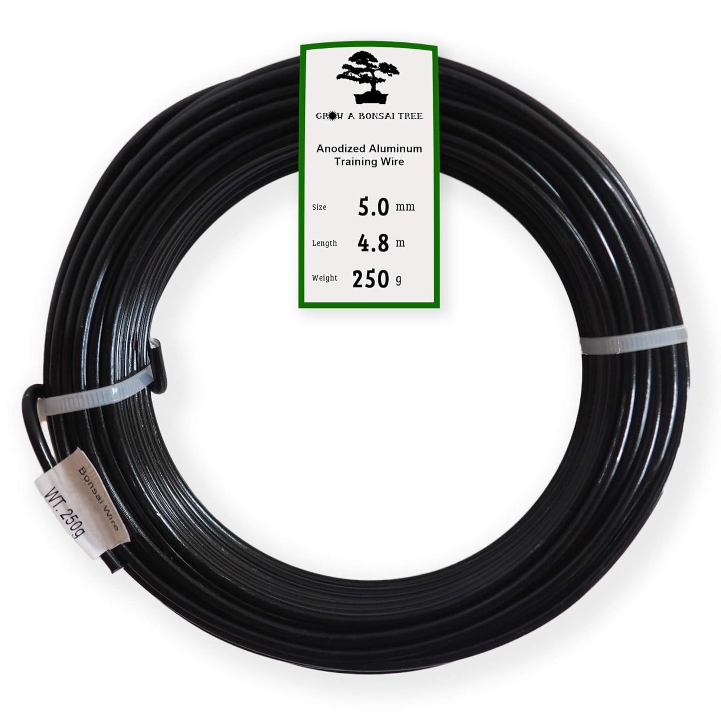 Anodized Aluminum 5.0mm Bonsai Training Wire 250g Large Roll (15.7 feet) - Choose Your Size and Color (5.0mm, Black)
