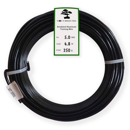 Anodized Aluminum 5.0mm Bonsai Training Wire 250g Large Roll (15.7 feet) - Choose Your Size and Color (5.0mm, Black)