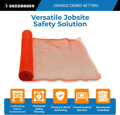 Sandbaggy Fire Resistant Debris & Safety Netting | Orange Construction HDPE Mesh (2, 4 ft x 150 ft)